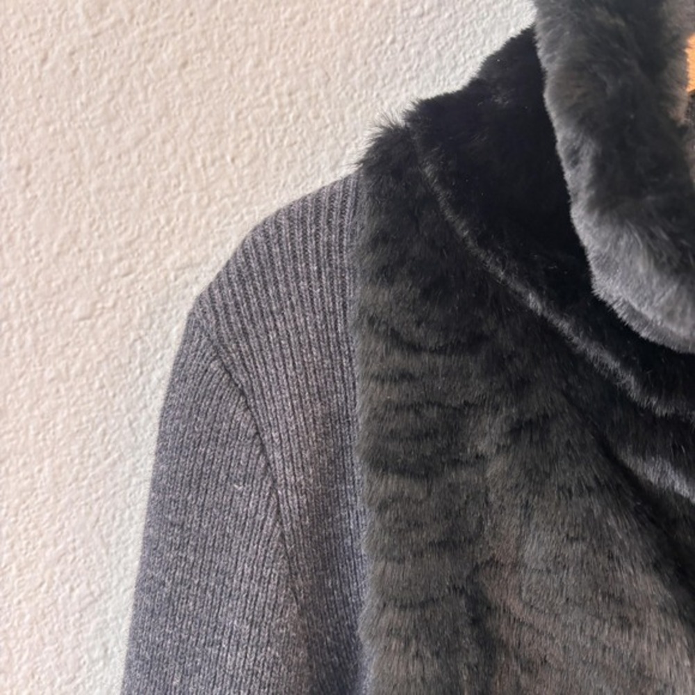 Ann Taylor LOFT Faux Fur Sweater Womens XL Cowl Neck Asymmetric Quiet Luxury - Picture 4 of 11